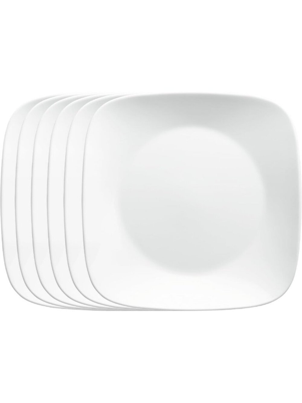 Lightweight 6-Piece Square Salad Plates Set, Chip Resistant, 9-Inch White Glass